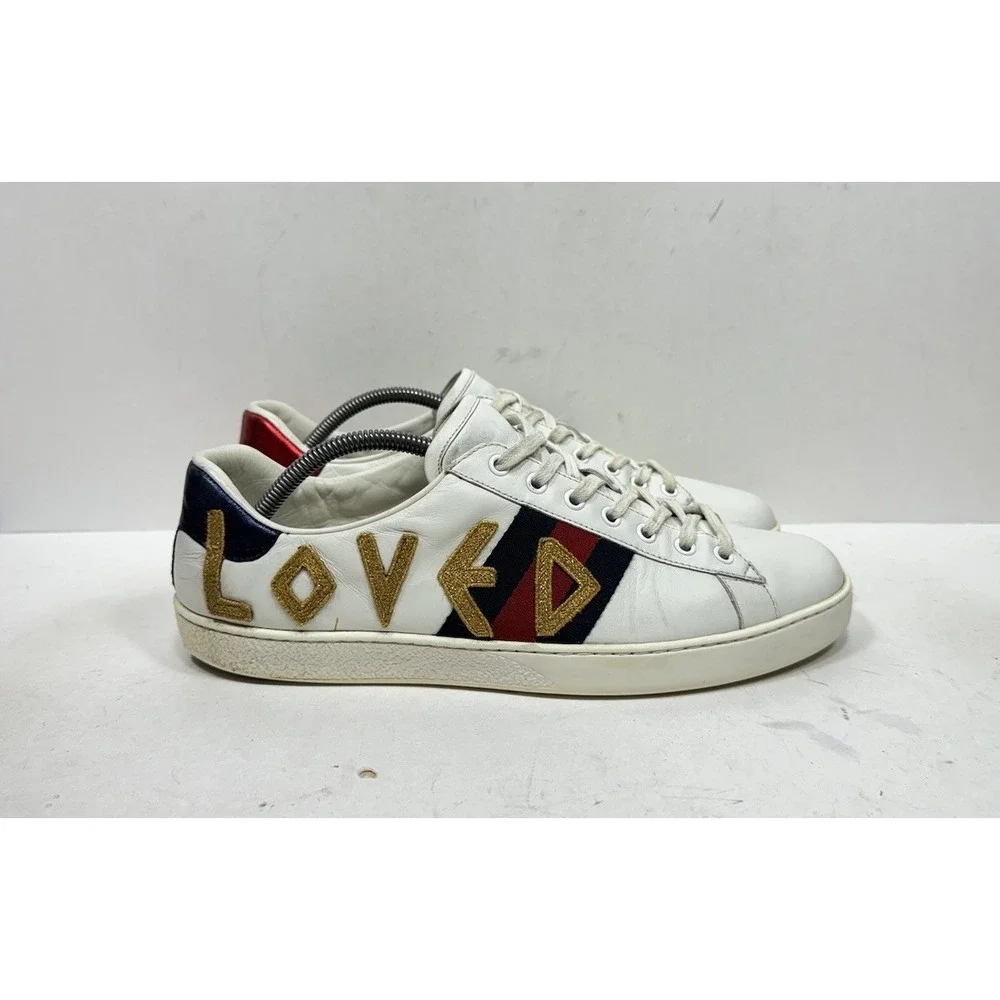 Gucci Ace Loved White Leather Patch Ace Sneakers Men's Size 11 US / 10 UK 497090